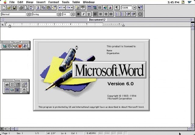 Microsoft Word 6.0 for Mac Splash Screen (1995)